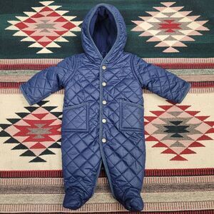 Ralph Lauren Puffer Bunting Snowsuit Boys Size 3 Months Navy Blue Fleece Lined